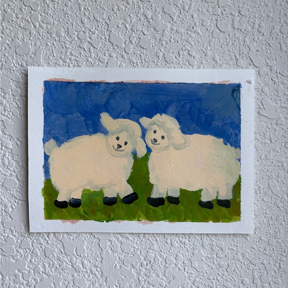 Charming Sheep Art - Blue and Green